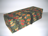 Oblong Box with Red & Gold Chrysanthemums paper