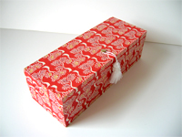 Oblong Box with Katazome Red Trees paper