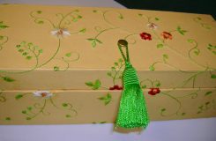 Oblong Box with Embroidered Flowers paper