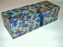 Oblong Box with Katazome Blue Leaves paper