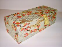 Oblong Box with Orange Plum Blossom Japanese paper