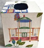 Tissue Box Cover with Bird and Bird Cage Paper
