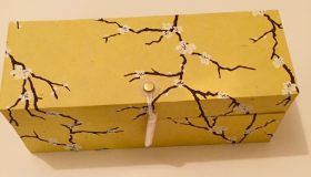 Oblong Box with Peach Blossom paper