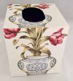 Tissue Box Cover with Chinese Vases and Flowers Paper