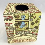 Tissue Box Cover with Boston Map Paper