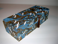 Oblong Box with White Cranes Flying on Blue Rivers paper