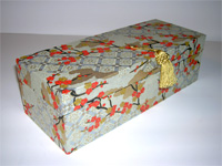 Oblong Box with Orange Plum Blossom Japanese paper