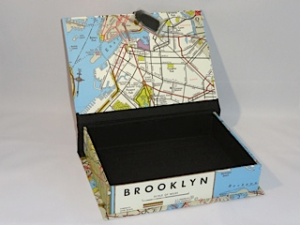 Rectangular Box with Brooklyn 1946 Map Paper with Lid Open
