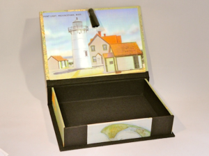Rectangular Box with Cape Cod Map Paper with Lid Open