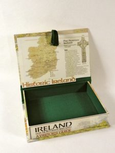 Rectangular Box with Ireland Map Paper with Lid Open