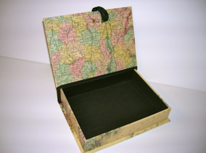 Rectangular Box with Map of France Paper with Lid Open