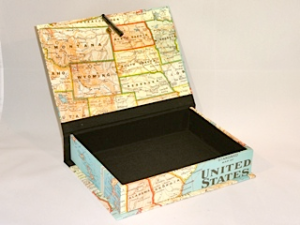 Rectangular Box with Map of the United States Paper with Lid Open