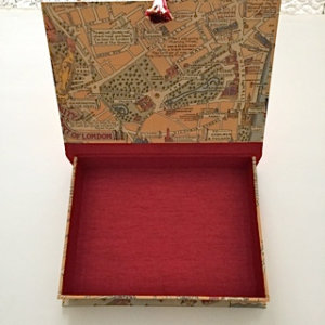 London Medieval Map Rectangular Box with Lid Open