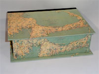 Large Rectangular Box with Vintage Cape Cod Map Paper