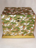 Chest with Tray in White Cranes Flying over Gold Fields and Green Trees Paper