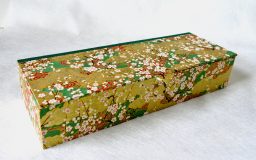 Flat Oblong Box with Plum Blossoms & Golden Clouds paper