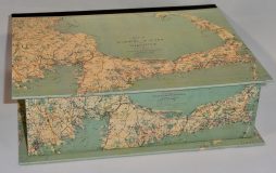 Large Rectangular Box with Vintage Cape Cod Map Paper