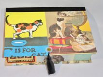 Rectangular Box with Vintage Cat Ads Paper