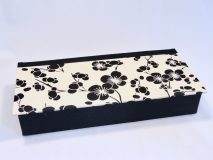 Flat Oblong Box with Large Black Flowers paper