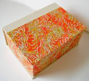 Square Box with Orange & Yellow Chrysanthemum paper