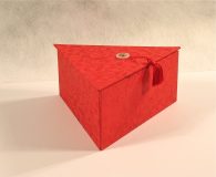 Triangular Box with Red Flowers and Vines Nepalese paper