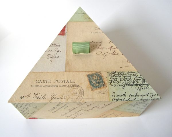 Triangular Box with Paris Postcards paper