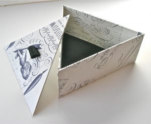 Triangular Box with Pen & Script paper