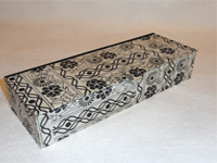 Flat Oblong Box with Black Flowers and Vines paper