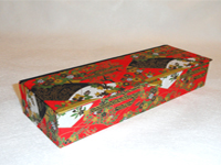 Flat Oblong Box with Black & White Mountains & Flowers paper
