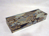 Flat Oblong Box with Blue Flowers and Golden Mountains paper