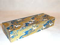 Flat Oblong Box with White Cranes Flying over Golden Fields and Blue Rivers paper