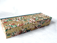 Flat Oblong Box with Plum Blossoms & Golden Clouds paper