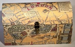 Travel Trunk with Medieval London Map Paper