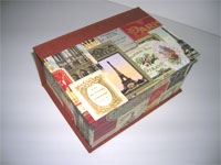 Square Box with Paris Monuments Ads Paper