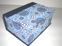 Square Box with Yuzen Blue Flowers paper