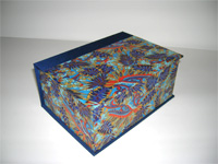 Square Box with Chiyogami Blue Leaves paper