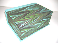Square Box with Crepaldi Marbled Paper and Aqua Silk Lining