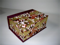 Square Box with Plum Blossoms on Golden Clouds paper