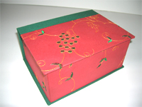 Square Box with Embroidered Flowers & Vines paper