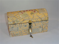 Travel Trunk with Medieval London Map Paper