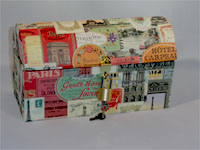 Travel Trunk with Paris Monuments Ads Paper