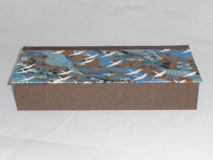 Four Compartment Box with Cranes on Blue Rivers and Brown Fields paper