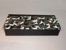 Four Compartment Box with Cranes flying over Green Trees Japanese paper