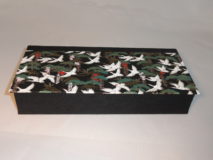 Four Compartment Box with Cranes flying over Green Trees Japanese paper