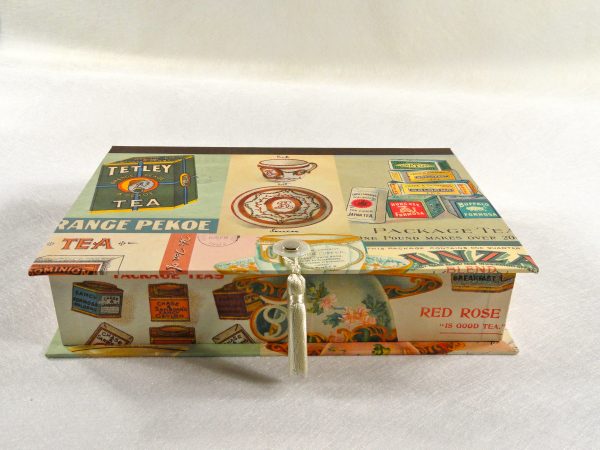 Rectangular box with Vintage Tea Ads paper