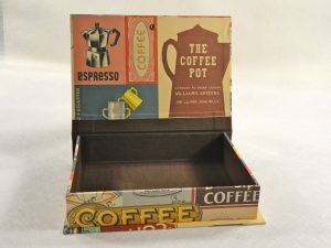 Rectangular box with Vintage Coffee Ads paper