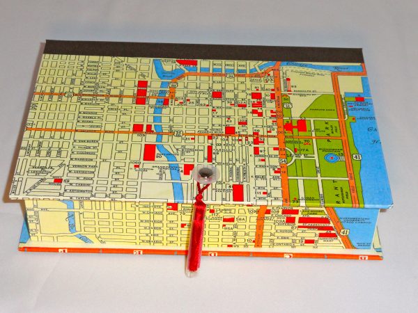 Rectangular box with Map of Chicago paper
