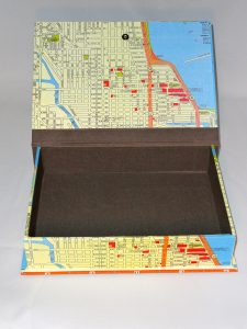 Rectangular box with Map of Chicago paper