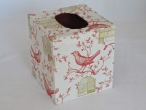 Tissue Box Cover with Red Bird and Golden Cage paper