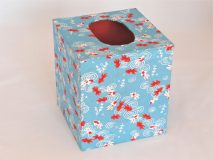 Tissue Box Cover with Yuzen Blue Koi paper from Japan